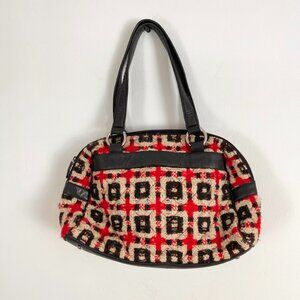 Vera Bradley Tweed Handbag, Brown and Red and Cream Plaid